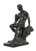 A patinated bronze model of Hercules, third quarter 19th century, portrayed as heroically nude,