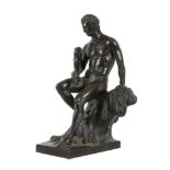 A patinated bronze model of Hercules, third quarter 19th century, portrayed as heroically nude,