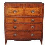 Ω A Regency mahogany and ebony strung secretaire chest of drawers, circa 1820, the secretaire drawer