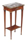 A French walnut occasional table, late 19th/early 20th century, the breche violette marble top