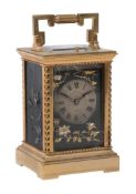 A French gilt brass and oxidised electrotype carriage clock, retailed by Army and Navy, Paris, late