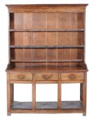 An oak pot board dresser , 19th century, with ivorine plaque to one drawer for Spillman & Co. St.