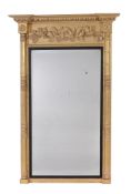 A George IV gilt mirror , circa 1825, with later mirror plate, the frieze with applied oak leaves