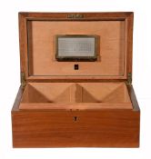 A walnut cigar humidor by Dunhill, last quarter 20th century, of rectangular form, the hinged cover