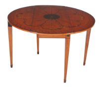 Ω A Sheraton Revival painted satinwood Pembroke table , circa 1890, with rosewood crossbanding, 73cm