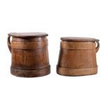 Three coopered softwood vessels in 'Shaker' taste, early 20th century, two of tapered cylindrical