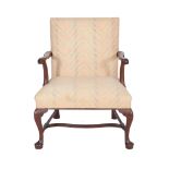 A mahogany armchair in George III style, possibly incorperating some period timber, of Gainsborough