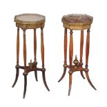 Two similar marble topped occasional tables , 20th century, one with inset red marble, 80cm high,