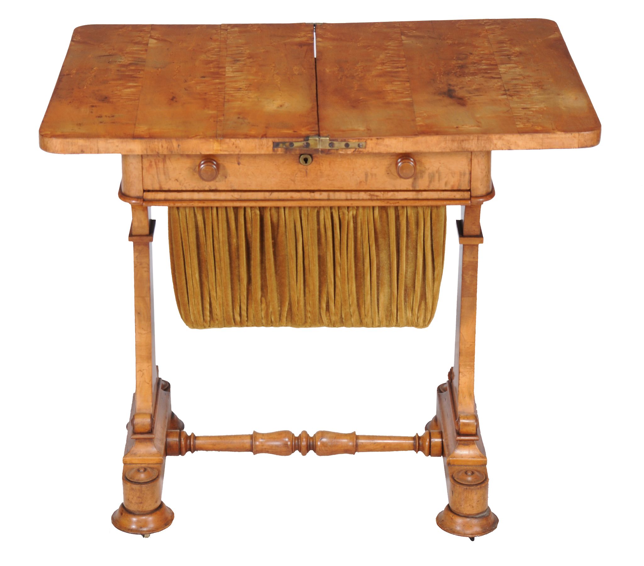 A Victorian maple work table , circa 1860, the top opening and revolving, above single frieze - Image 2 of 2