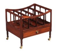 A George IV mahogany Canterbury, circa 1825, the galleried section forming four divisions, above a