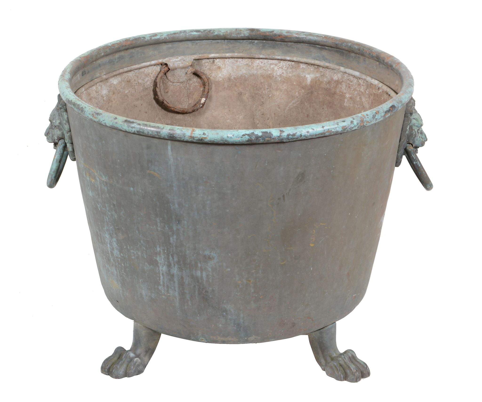 A substantial Victorian twin handled copper vat, second half 19th century, with everted rim, the