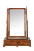 A walnut platform dressing table mirror in early 18th century style , 66cm high, 46cm wide, 21cm