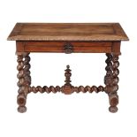 A Dutch walnut side or centre table , late 17th/ early 18th century, the cleated top with moulded