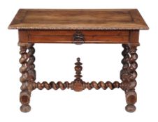 A Dutch walnut side or centre table , late 17th/ early 18th century, the cleated top with moulded