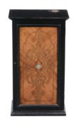 A mid-Victorian ebonised marquetry inlaid specimen cabinet , circa 1885, the kingwood and burr