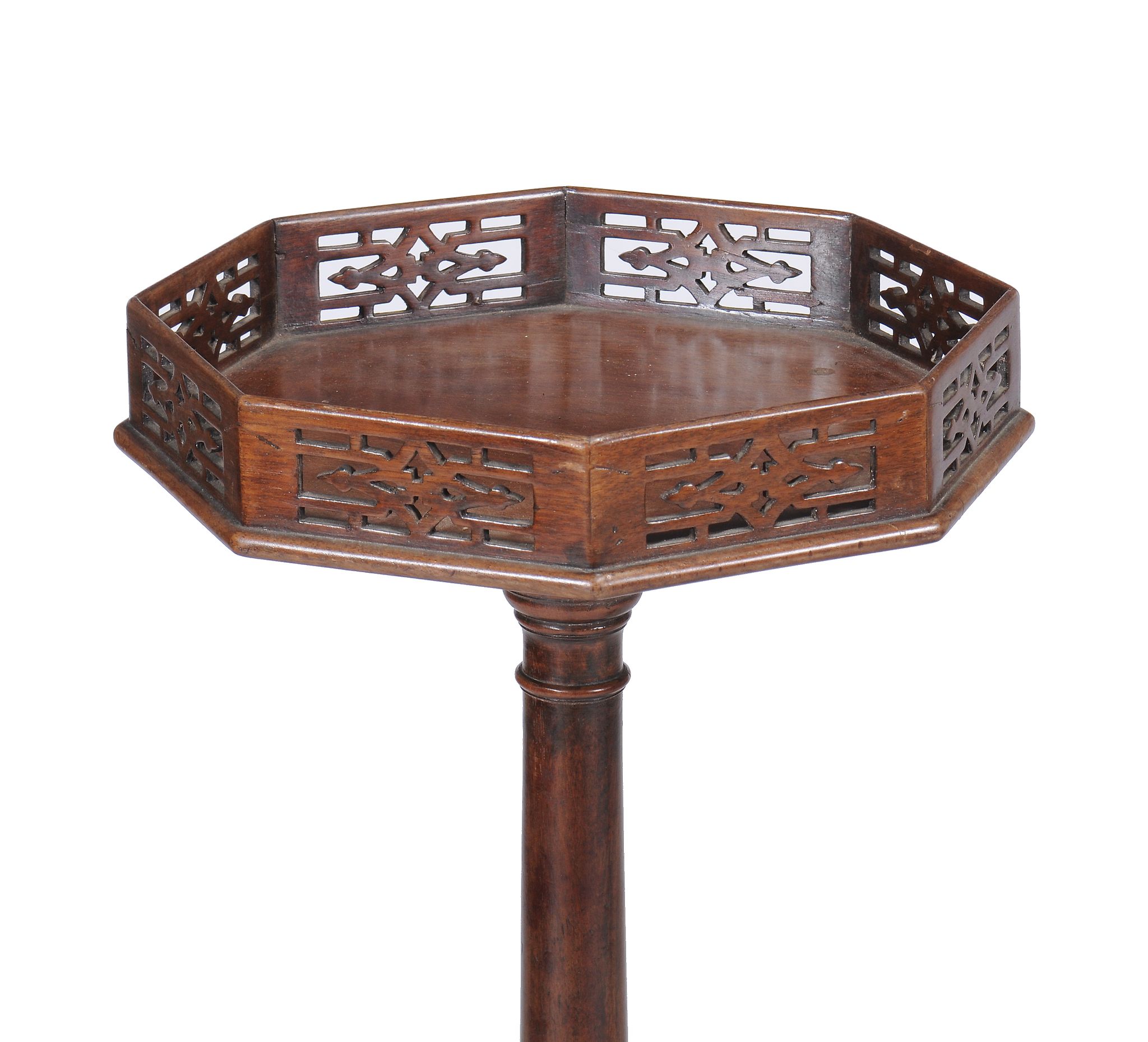 A pair of mahogany torcheres in George III style, late 19th/early 20th century, each octagonal top - Image 2 of 2