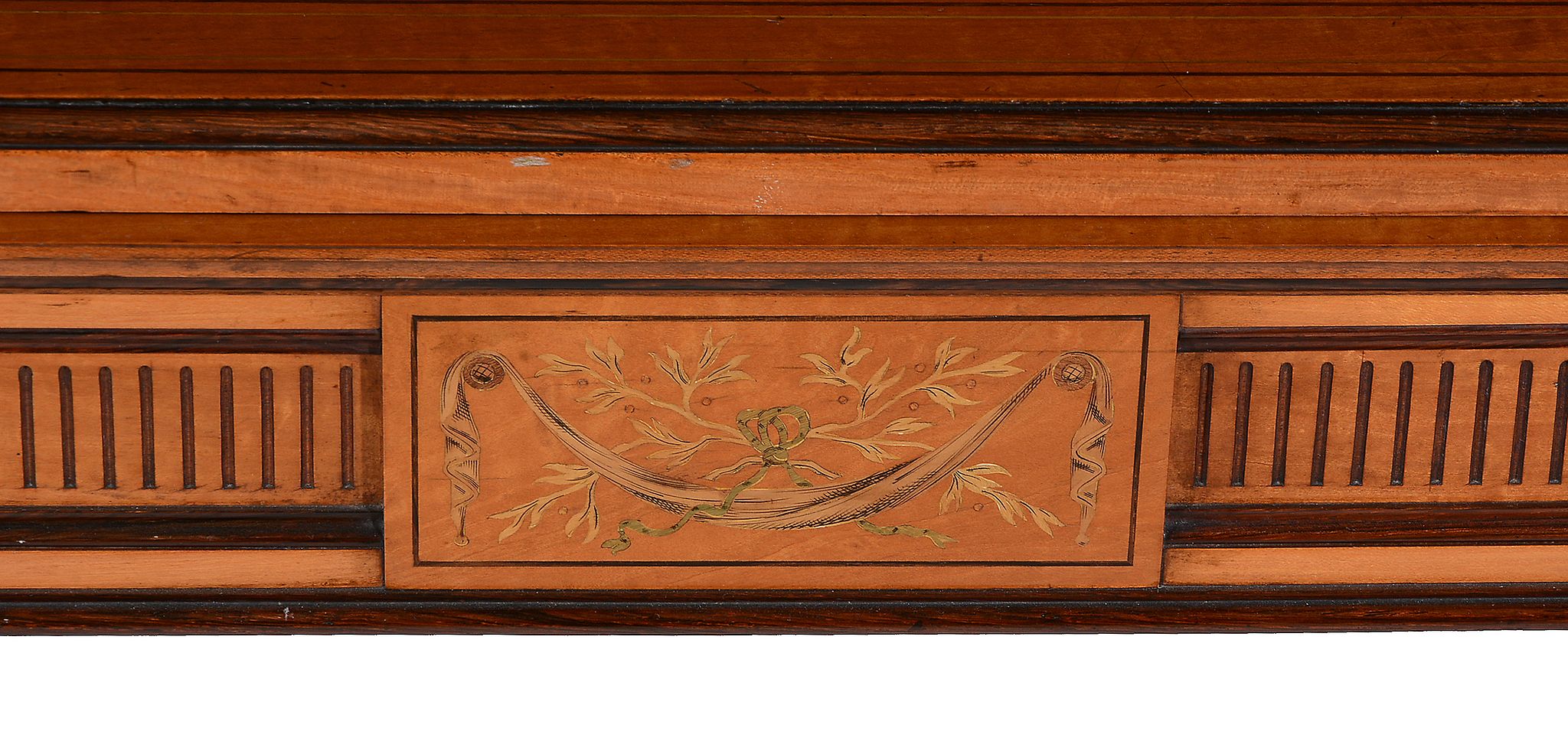A Victorian satinwood and marquetry card table in the Aesthetic style by Gillows, circa 1900, the - Image 7 of 7