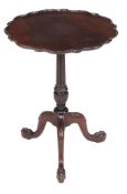 A mahogany occasional table in George III style , 19th century, the underside of the stem staped