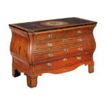 Ω A Continental mahogany, karelian birch, rosewood and tulipwood banded commode, circa 1800