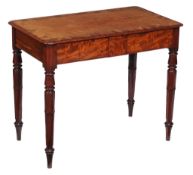 A George IV mahogany side table , circa 1825, with two blind frieze drawers, 75cm high, 92cm wide,