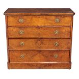 A Victorian burr walnut chest of drawers, in French taste, second half 19th century, the four long