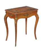 A French walnut and marquetry inlaid and gilt metal mounted jardiniÃ¨re table , late 19th century,