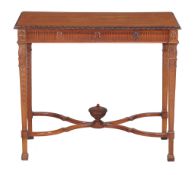 A satinwood centre table , in George III style, late 19th century, the rectangular solid satinwood