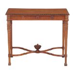 A satinwood centre table , in George III style, late 19th century, the rectangular solid satinwood