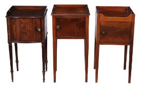 A Regency mahogany bedside cupboard , circa 1815, in the manner of Gillows, on reeded legs, 78cm