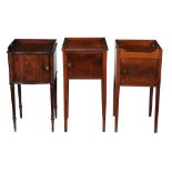 A Regency mahogany bedside cupboard , circa 1815, in the manner of Gillows, on reeded legs, 78cm