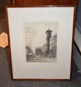 Francis H Dodd (1874 - 1949) Soho Square Drypoint etching Signed and titled in pencil, to lower