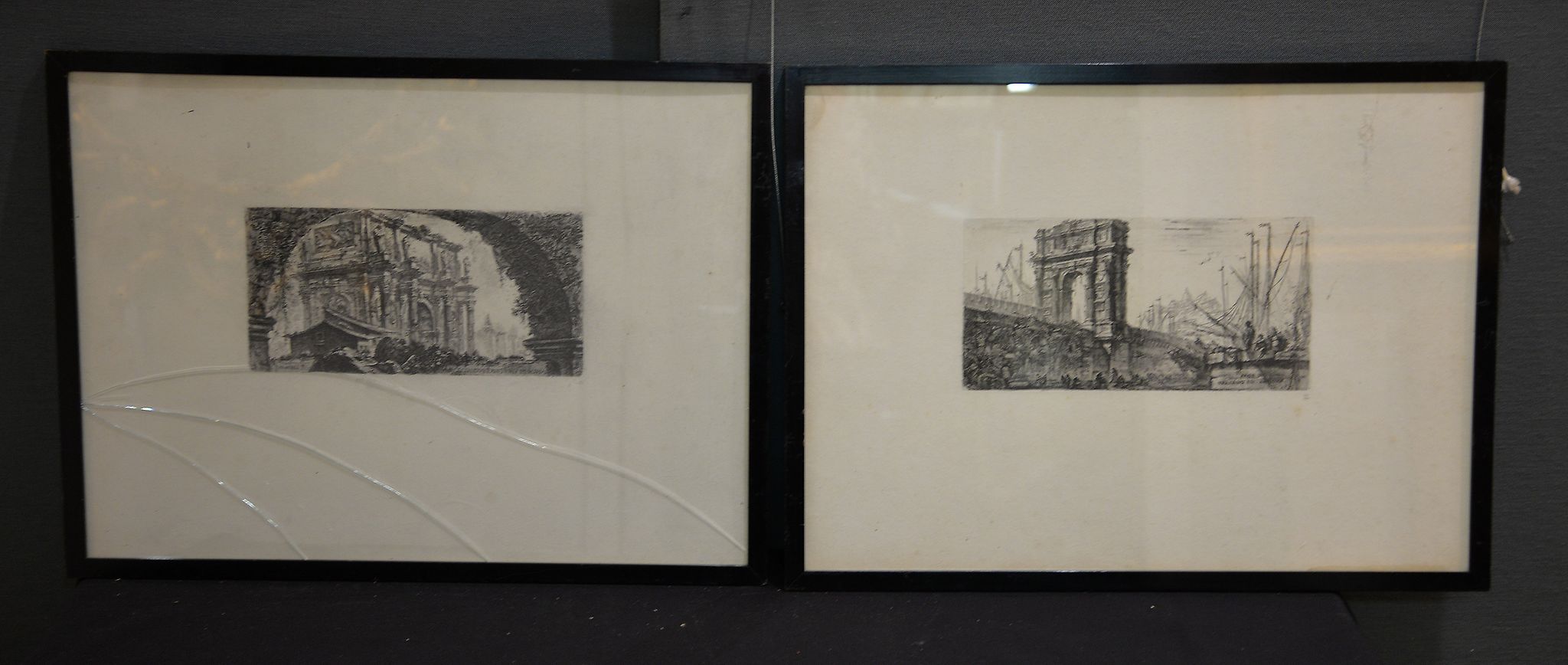 After Giambattista Piranesi (1720 - 1778) A pair of Italian architectural prints Plate: 13.5 x 27.