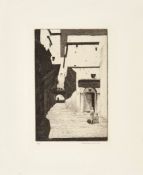 Gordon Warlow (1885-1942) a group of 4 cathedral facades and 3 Egyptian scenes, circa 1900 Etchings,