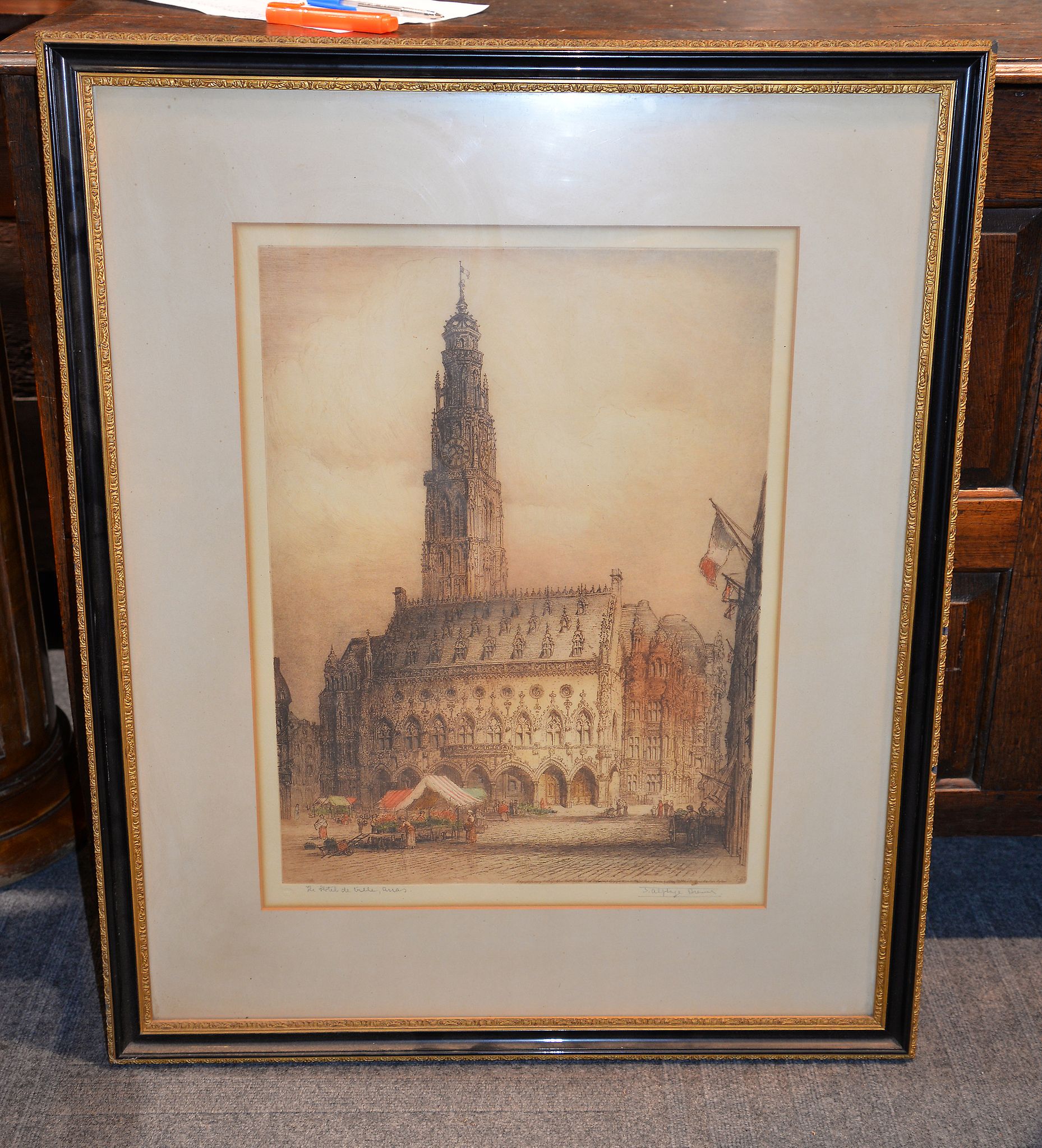 Alphege Brewer (20th century) The Hotel de Ville, Arras Colour etching Signed and titled in pencil - Image 2 of 2