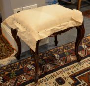 A Victorian mahogany rectangular stool on cabriole legs, 48cm high