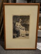 Jean-Francois Millet (1814-1875) La Cardeuse Etching Plate: 26 x 17cm (10 1/4 x 6 3/4in.)