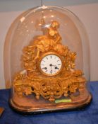 A French gilt metal mantel clock, the eight-day bell striking movement with Japy Freres roundel