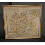 A group of 12 assorted prints and watercolours, including a map of Oxford, Buckingham and Bark-shire