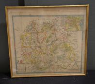 A group of 12 assorted prints and watercolours, including a map of Oxford, Buckingham and Bark-shire