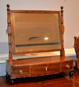 A Regency mahogany and ebonised platform dressing table mirror, 60cm high