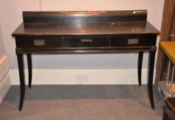 A Chinese ebonised side table, 97cm high, 140cm wide, 45cm deep