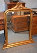 A giltwood overmantel mirror in Victorian style, of recent manufacture, 110cm x 90cm