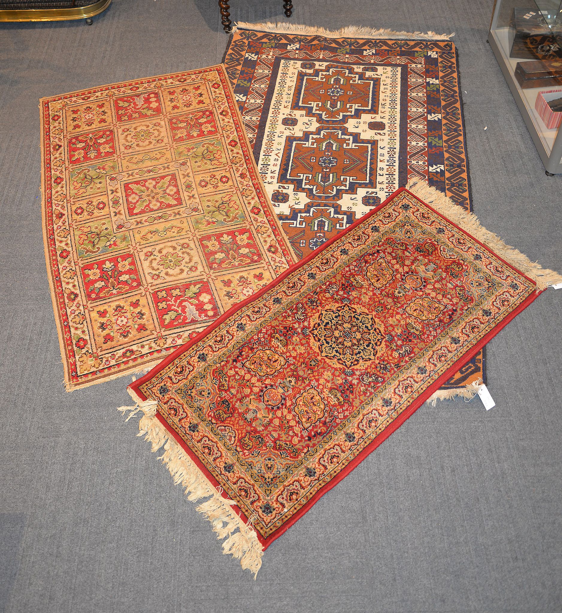 A Bokhara rug, approximately 210 x 158cm, together with a woven rug of Caucasian design, - Image 2 of 2