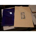 A group of 6 assorted woodcuts and prints to include two signed engravings by Eric Gill, Teresa &