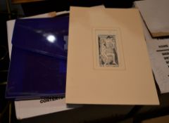 A group of 6 assorted woodcuts and prints to include two signed engravings by Eric Gill, Teresa &