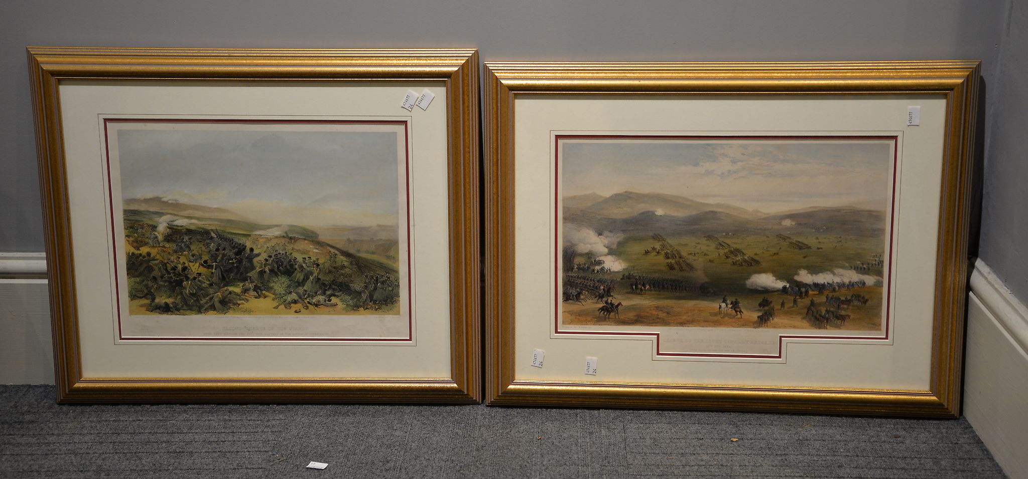 After William Simpson Three framed and glazed Crimean war prints each 33 x 43cm. (9 x 17in.)