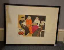 Paula St (20th century), Breastfeeding, coloured print, signed and dated 05, lower right, numbered