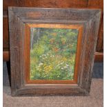 British School (20th century) Wild flower landscape Oil on card Indistinctly signed and inscribed,