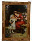 After Frederick Morgan (20th century) The Pet Kitten Oil on canvas Erroneously signed , lower right;