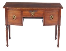 A Victorian mahogany side table, mid-19th century, of bowfront outline, 76cm high, 107cm wide,